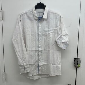 Envy Men's White and Blue Casual Button-Down Shirt Size 3XL